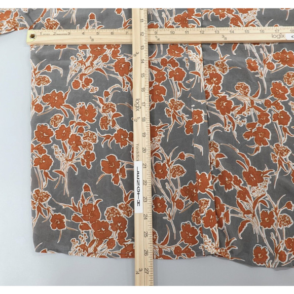 Womens Floral Shirt Size Medium Gray Modest Workwear Career - Picture 10 of 12